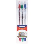 Набор шариковых ручек Crown «Oil Jell» 3шт., 03цв., 0,7мм, ПВХ уп., европодвес