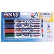 Набор маркеров для белых досок Crown «Multi Board» 04цв., пулевидный, 3мм, блистер