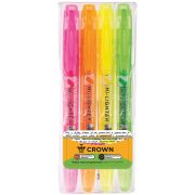 Набор текстовыделителей Crown «Multi Hi-Lighter» 04цв., 1-4мм, чехол с европодвесом