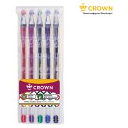 Набор гелевых ручек Crown «Hi-Jell Color» 5шт., 5цв., ПВХ уп., европодвес