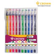 Набор гелевых ручек Crown «Hi-Jell Color» 10шт., 10цв., ПВХ уп., европодвес