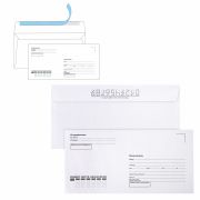 Конверты Е65 (110х220 мм), отрывная лента, «Куда-Кому», 80 г/м2, КОМПЛЕКТ 25 шт., внутренняя запечатка, BRAUBERG, 122450