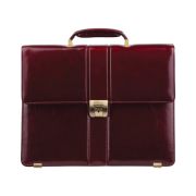 Портфель Delucci «Гиперион», кожа, темный коньяк, 2 отделения, метал. замок, с ремнем