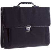 Портфель OfficeSpace «Hannover», ткань, черный, 3 отделения, метал. замок, с ремнем