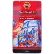 Карандаши цветные художественные Koh-I-Noor «Polycolor», 12цв., заточен., метал. пенал