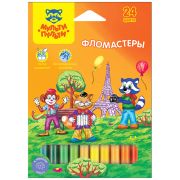 Фломастеры Мульти-Пульти «Енот во Франции», 24цв., смываемые, картон, европодвес