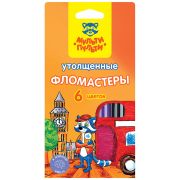 Фломастеры Мульти-Пульти «Енот в Англии», 06цв., утолщенные, смываемые, картон, европодвес