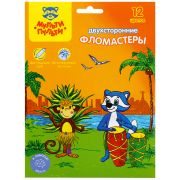 Фломастеры двусторонние Мульти-Пульти «Енот в Бразилии», 12цв., 12шт., смываемые, картон, европодвес