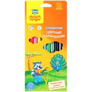 Карандаши цветные Мульти-Пульти «Енот в саванне», 10цв., утолщ., заточен., картон, европ., с точилкой