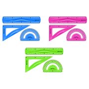 Набор чертежный средний Berlingo «Flexy» (треуг. 14см, линейка 20см, транспортир) гибкий, ассорти, европодвес