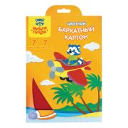 Картон бархатный А5, Мульти-Пульти, 7л., 7цв., в папке с европодвесом, «Приключения Енота»