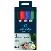 Набор маркеров для белых досок и флипчартов Schneider «Maxx 290» 04цв., пулевидный, 3мм, прозр. чехол