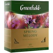 Чай Greenfield «Spring Melody», черный, с ароматом мяты, чабреца, 100 фольг. пакетиков по 1,5г