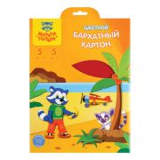 Картон бархатный А4, Мульти-Пульти, 5л., 5цв., в папке, «Приключения Енота»