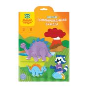 Цветная бумага гофрированная А4, Мульти-Пульти, 8л., 8цв., в папке с европодвесом, «Приключения Енота»