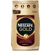 Кофе растворимый Nescafe «Gold», сублимированный, с молотым, тонкий помол, мягкая упаковка, 750г