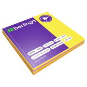 Самоклеящийся блок Berlingo «Ultra Sticky», 75*75мм, 100л., 4 неоновых цвета