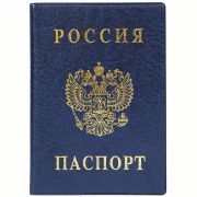 Обложка для паспорта ДПС, ПВХ, тиснение «Герб», синий