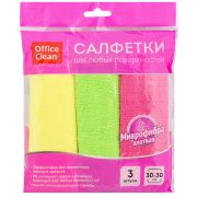 Салфетки для уборки OfficeClean «Стандарт», набор 3шт., универ., плотная микрофибра, 30*30см, ассорти