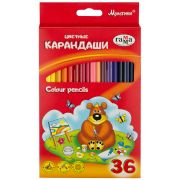 Карандаши цветные Гамма «Мультики», 36цв., трехгранные, заточен., картон. упаковка, европодвес