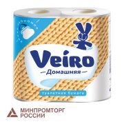 Бумага туалетная бытовая, спайка 4 шт., 2-х слойная (4х15 м), VEIRO «Домашняя», белая, 1с24