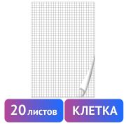 Блокнот для флипчарта ПЛОТНЫЙ 80 г/м2, BRAUBERG, 20 листов, КЛЕТКА, 67,5х98 см, 128645