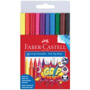 Фломастеры Faber-Castell «Grip», 10цв., трехгранные, смываемые, пластик. уп., европодвес