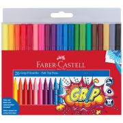 Фломастеры Faber-Castell «Grip», 20цв., трехгранные, смываемые, пластик. уп., европодвес