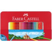 Карандаши цветные Faber-Castell «Замок», 60цв., шестигр., заточ.+2ч/г кар. Grip+ластик+точилка, метал. коробка