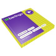 Самоклеящийся блок Berlingo «Ultra Sticky», 75*75мм, 80л., в клетку, зеленый неон