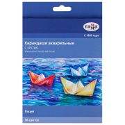 Карандаши акварельные Гамма «Лицей», 36цв., шестигранные, заточен., с кистью, картон. упаковка, европодвес