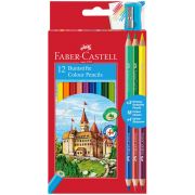 Карандаши цветные Faber-Castell «Замок», 12цв., шестигр., заточ.+6цв.+точилка, картон, европодвес