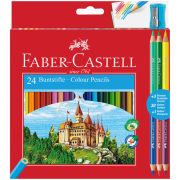 Карандаши цветные Faber-Castell «Замок», 24цв., шестигр., заточ.+6цв.+точилка, картон, европодвес