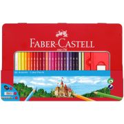 Карандаши цветные Faber-Castell «Замок», 48цв., трехгран., заточ.+2ч/г кар. Grip+ластик+точилка, метал. коробка