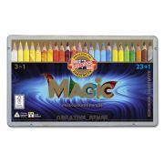 Карандаши с многоцветным грифелем Koh-I-Noor «Magic», 23цв.+ карандаш-блендер, утолщенные, заточен., метал. пенал