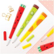 Ручка шариковая MESHU «Fruits» синяя, 0,7мм, софт-тач, корпус ассорти, с топпером