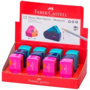 Точилка пластиковая Faber-Castell «Sleeve Mini» 1 отверстие, контейнер, розов./оранж., бирюзовая