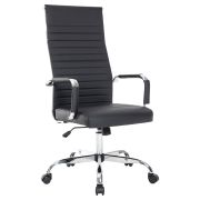 Кресло руководителя Helmi HL-E17 «Slim» Extra, экокожа черная, хром, механизм качания