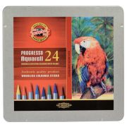 Карандаши акварельные Koh-I-Noor «Progresso», 24цв., заточен., в лаке, без дерева, метал. пенал