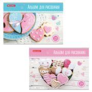 Альбом для рисования А4 24 л., скоба, обложка картон, BRAUBERG, 202х285 мм, «Вкусняшки» (2 вида), 105608