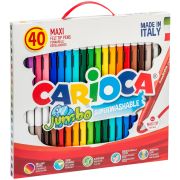 Фломастеры Carioca «Jumbo», 40шт., 36цв., утолщенные, смываемые, картон, с ручкой