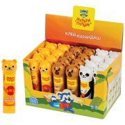 Клей-карандаш Мульти-Пульти «Зверята: Кот, Мишка, Панда», 09г, колпачок в форме животного, ПВП