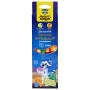 Карандаши цветные Мульти-Пульти «Енот в космосе», 12цв., 06шт., двусторонние, утолщенные, заточен., европодвес