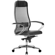 Кресло руководителя Метта «Samurai» Comfort-1.01, CH-2, сетка Х2 черн/кожа черн.«NewLeather», №721/MPES, мультиблок