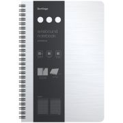 Бизнес-тетрадь В5+, 80л., Berlingo «Steel&Style», клетка, на гребне, 80г/м2, пластик. (полифом) обложка, линейка-закладка, белая