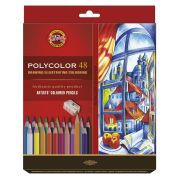 Карандаши цветные художественные Koh-I-Noor «Polycolor 3836», 48цв., заточен.+ точилка+2 ч/гр. кар. 1500, картон, европодвес