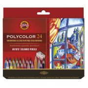 Карандаши цветные художественные Koh-I-Noor «Polycolor 3834», 24цв., заточен.+ точилка+2 ч/гр. кар. 1500, картон, европодвес