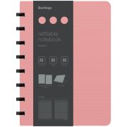 Бизнес-тетрадь А5+, 80л., Berlingo «Instinct», клетка, на кольцах, с возм. зам. блока, 80г/м2, пластик. (полифом) обл., линейка-заклад., фламинго/чер.