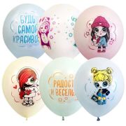 Воздушные шары,  25шт., М12/30см, ПатиБум «Macaroons. Baby Girls» ассорти, европодвес