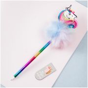 Ручка шариковая MESHU «Rainbow Unicorn» синяя, 0,7мм, корпус ассорти, с топпером